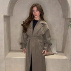 Belted Long Balloon Sleeve Jacket