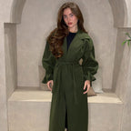 Belted Long Balloon Sleeve Jacket