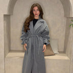 Belted Long Balloon Sleeve Jacket