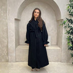 Belted Long Balloon Sleeve Jacket