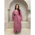 Belted Long Balloon Sleeve Jacket