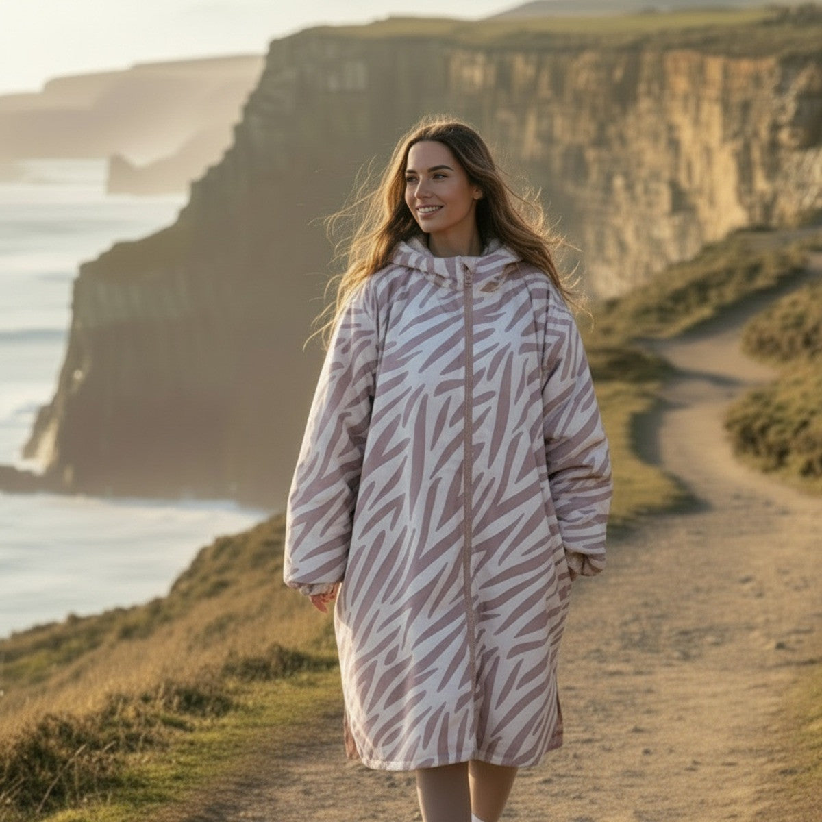 Oversized Waterproof Robe with Sherpa Fleece Lining